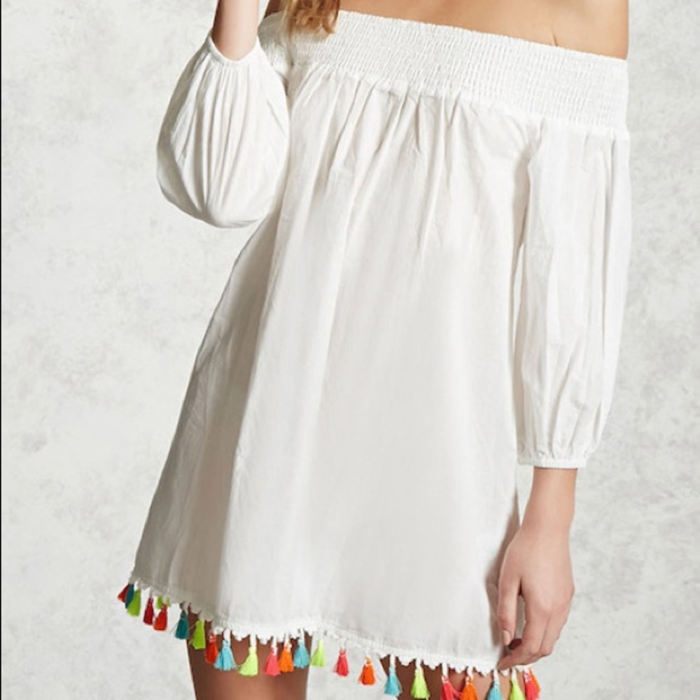 NWT Forever 21 Off the Shoulder Tassel Dress